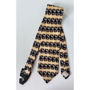 Ferrell Reed Tie Gold Geometric‎ 100% Silk Handmade in USA Vintage Men's Necktie